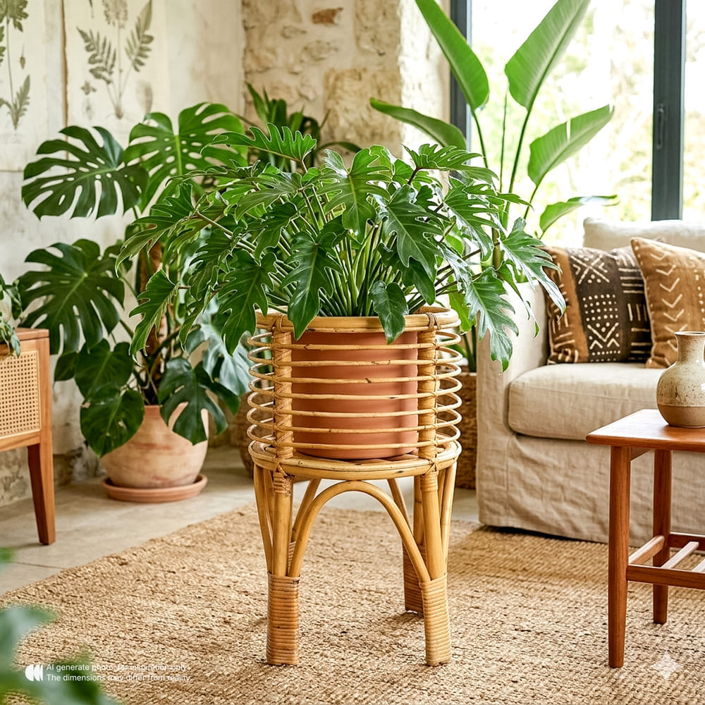 กระถางหวายแท้ พร้อมขาตั้ง PISAMAI รุ่น SIMBA PLANTSTAND สไตล์ TROPICAL ขนาด 35*35*55 ซม. สีธรรมชาติ